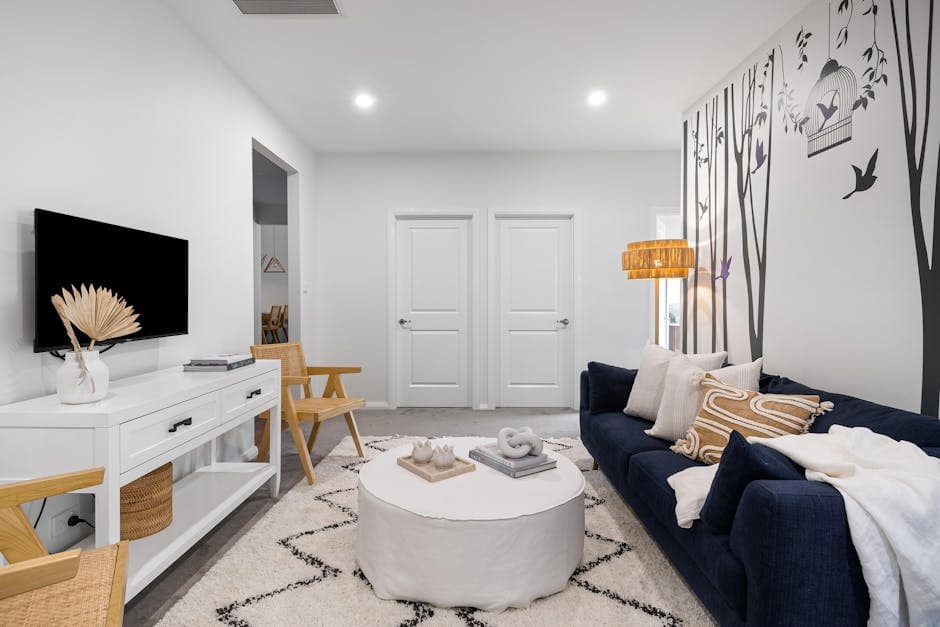 White Wall Modern Lounge - Juhu - Living Rooms Installation in Juhu